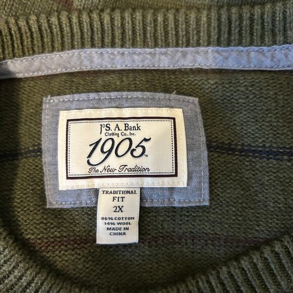 Jos A. Bank Sweater Striped Traditional Fit 2X Cotton Wool Blend Academia Preppy - Picture 8 of 9